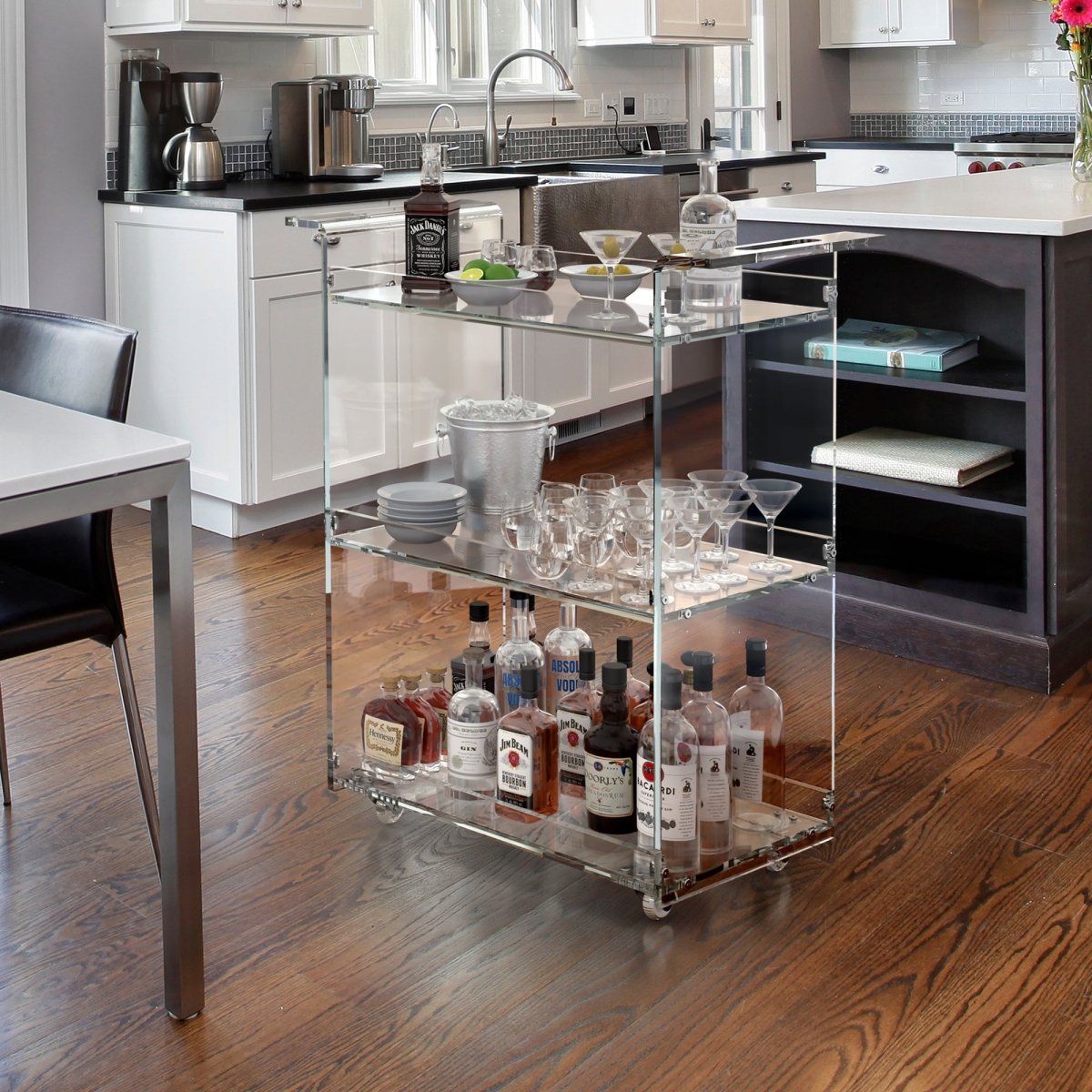 Luxe Clear Bar Cart - Stauber Furnishings